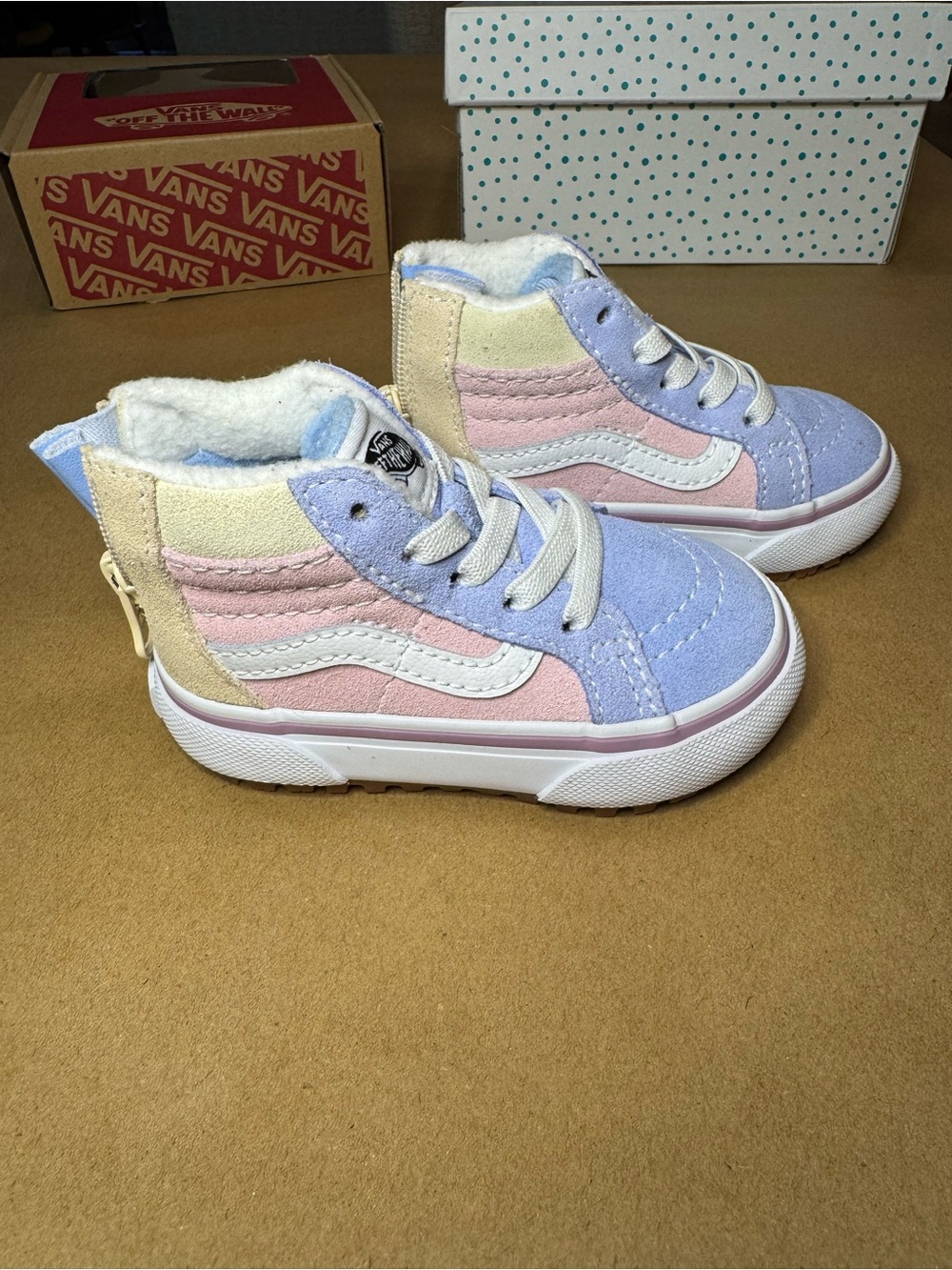 Vans Kids High-Top Sneakers in Lavender and Light Pink